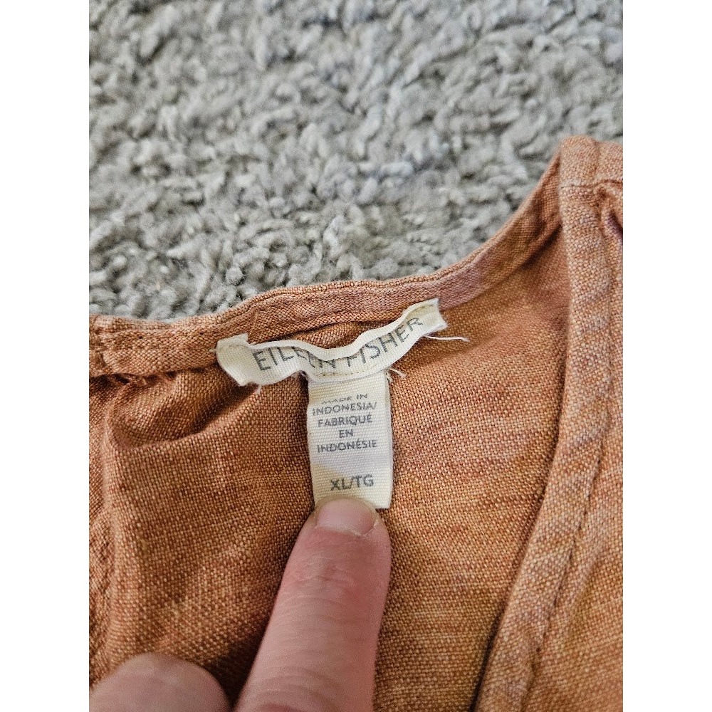 Eileen Fisher Organic Linen Sleeveless Tank Top XL Terracotta Orange - Picture 2 of 8